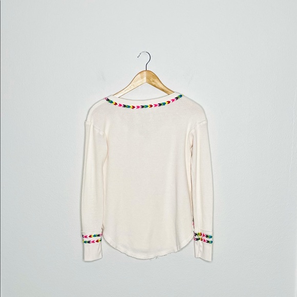 Free People Rainbow Henley Thermal in Cream - Picture 5 of 7